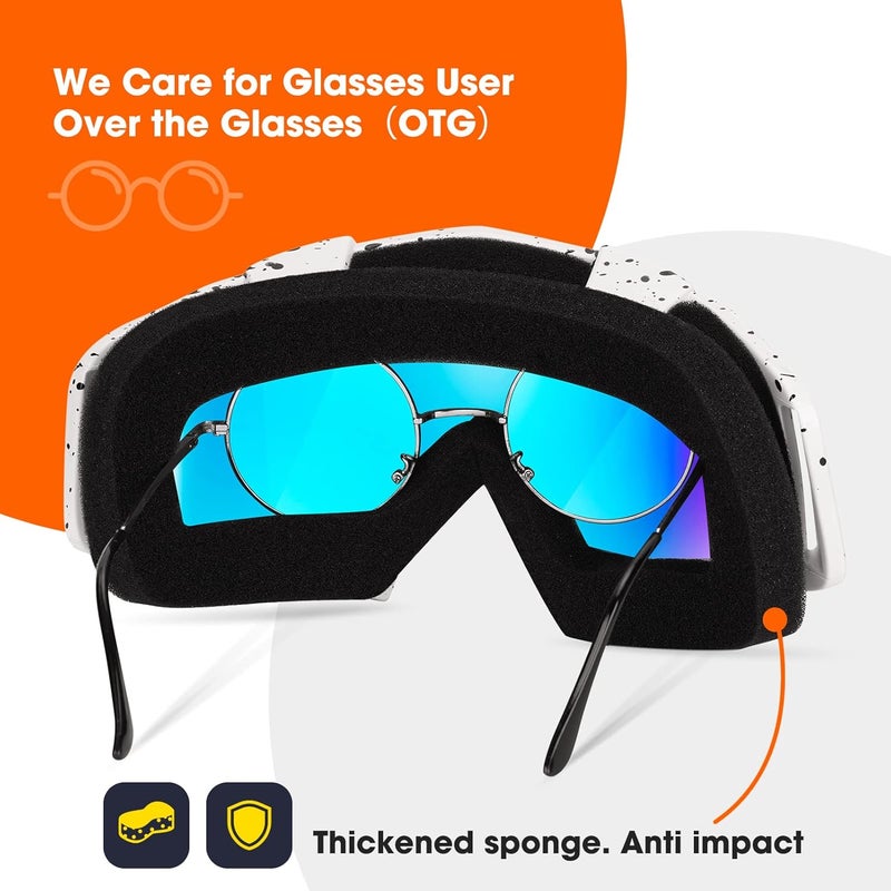 Braylin Adult Ski Goggles, 2-Pack Snowboard Goggles for Youth, Teens, Men & Women, Wide View Snowmobile Goggles - Image 3